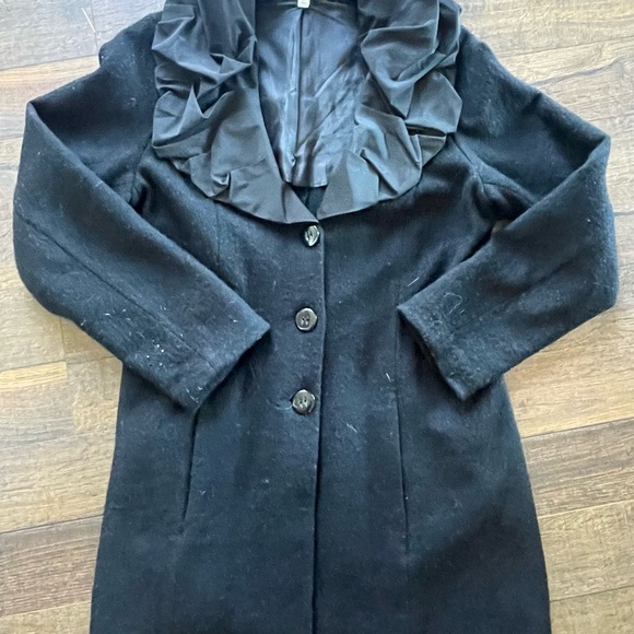 CAbi Women's Elegant Black Wool Ruffle Blazer Sweater Jacket - Picture 5 of 7